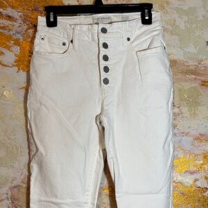 Lucky Brand White Button-Fly Skinny Jeans 6